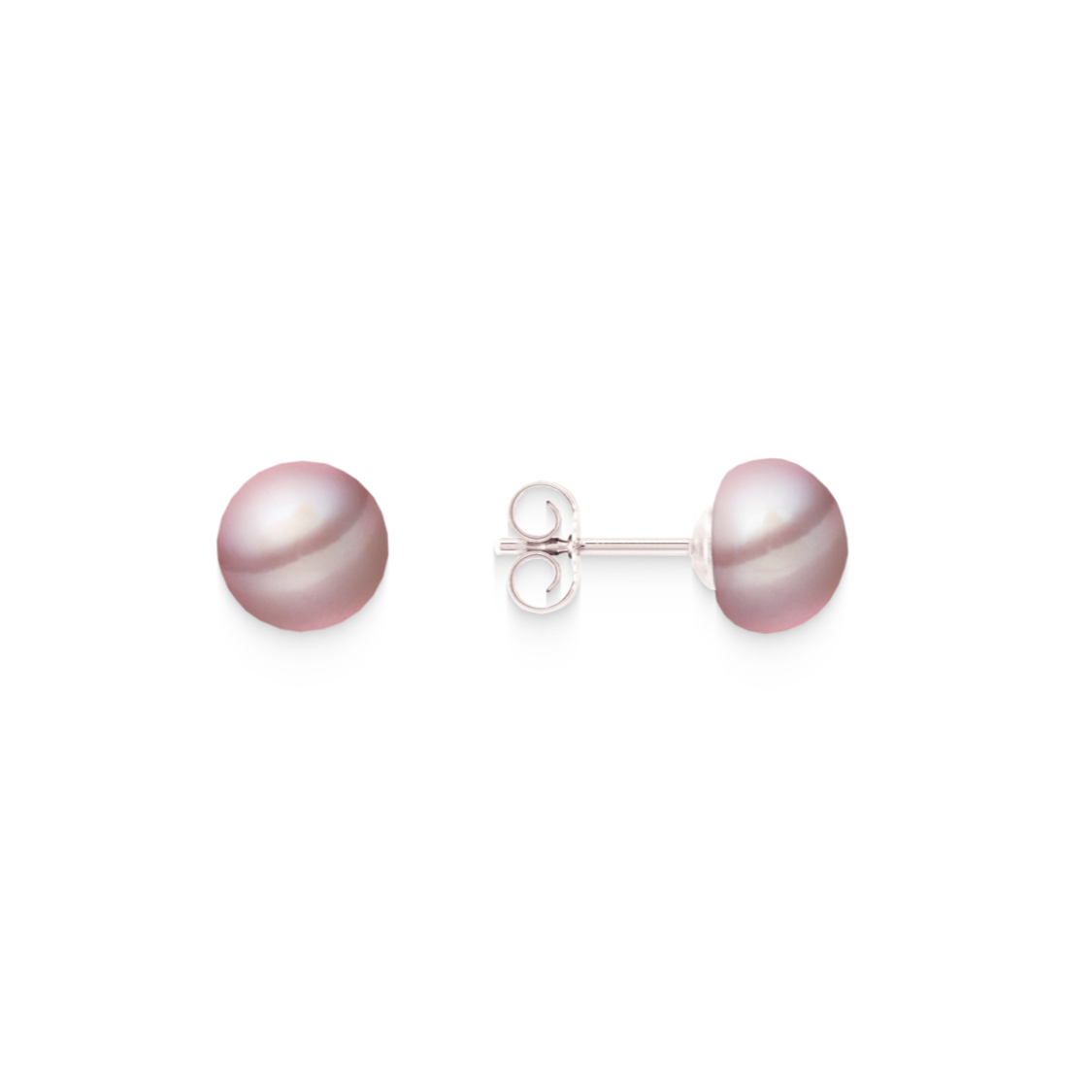 Pearl stud earrings natural colour – 925 silver, button shape