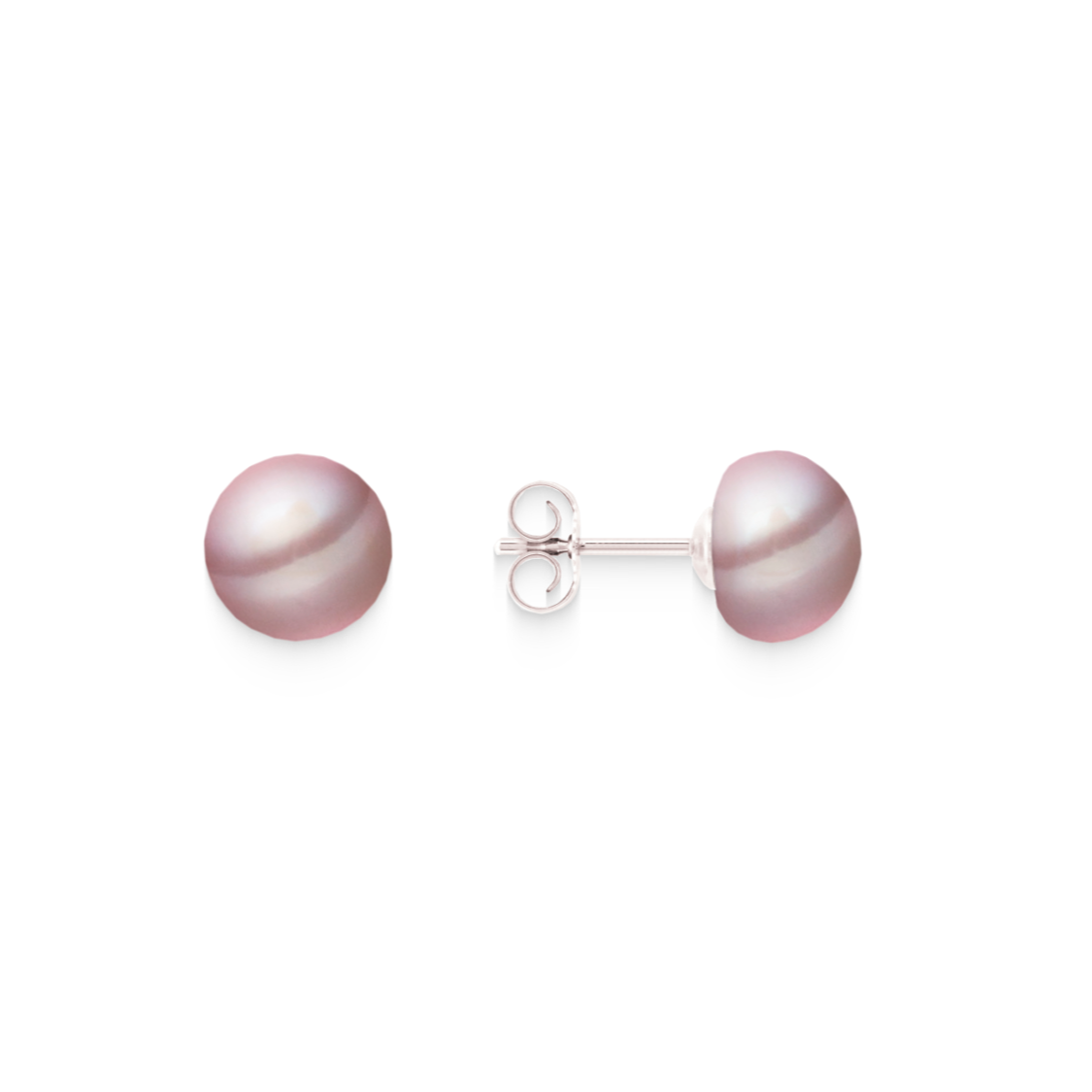 Pearl stud earrings natural colour – 925 silver, button shape