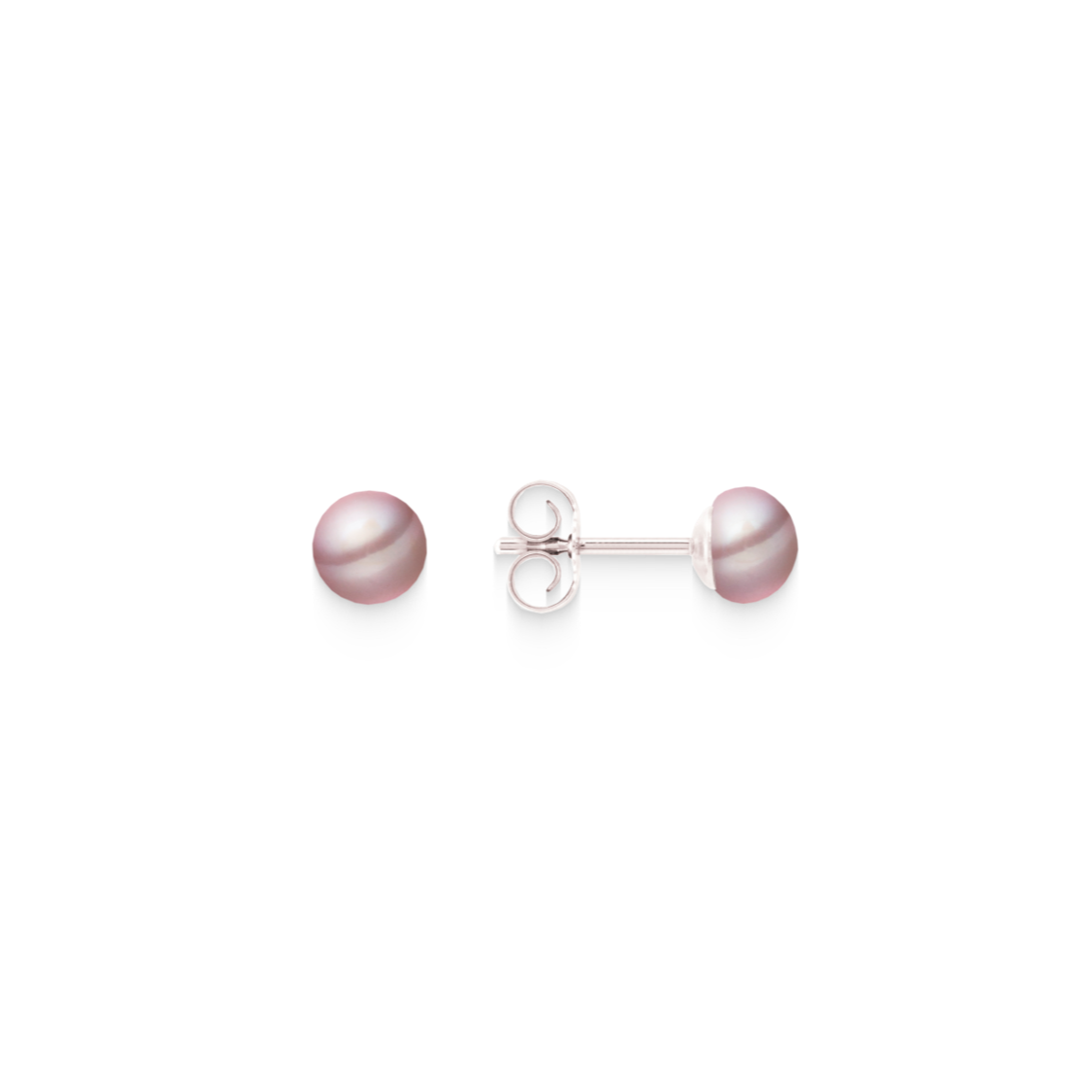 Pearl stud earrings natural colour – 925 silver, button shape