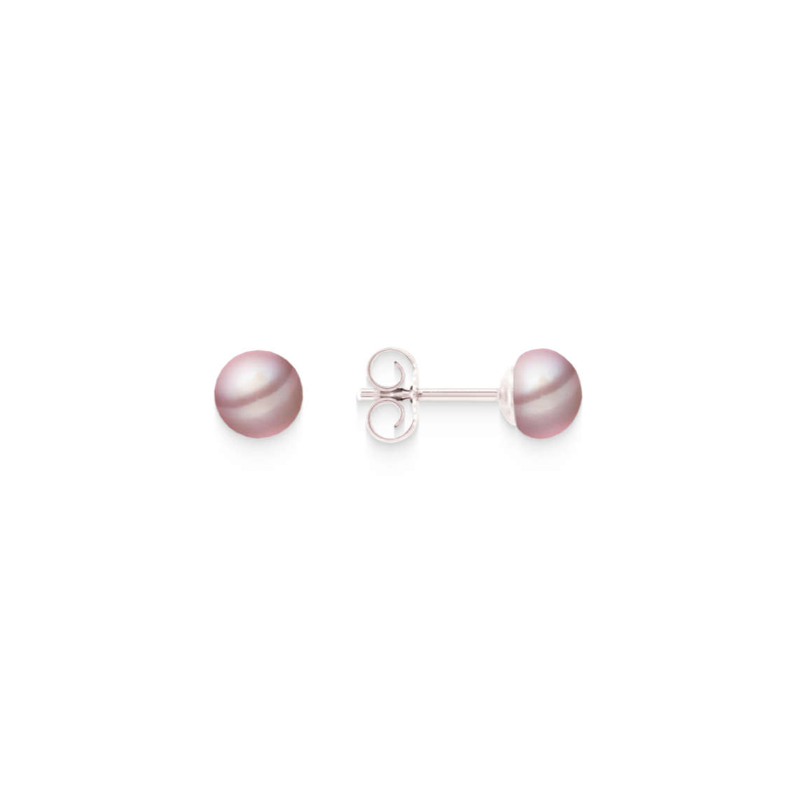 Pearl stud earrings natural colour – 925 silver, button shape