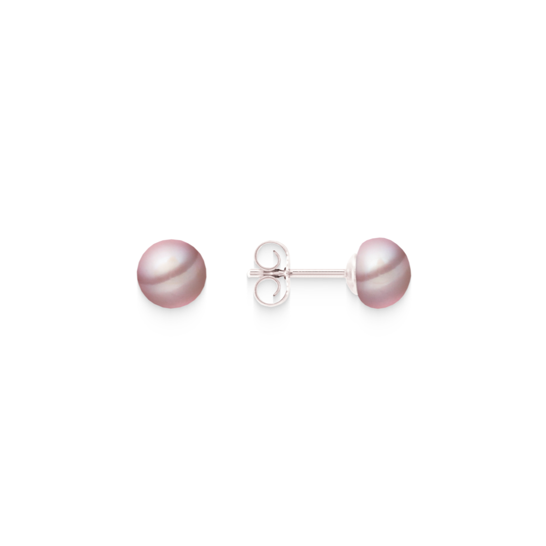 Pearl stud earrings natural colour – 925 silver, button shape