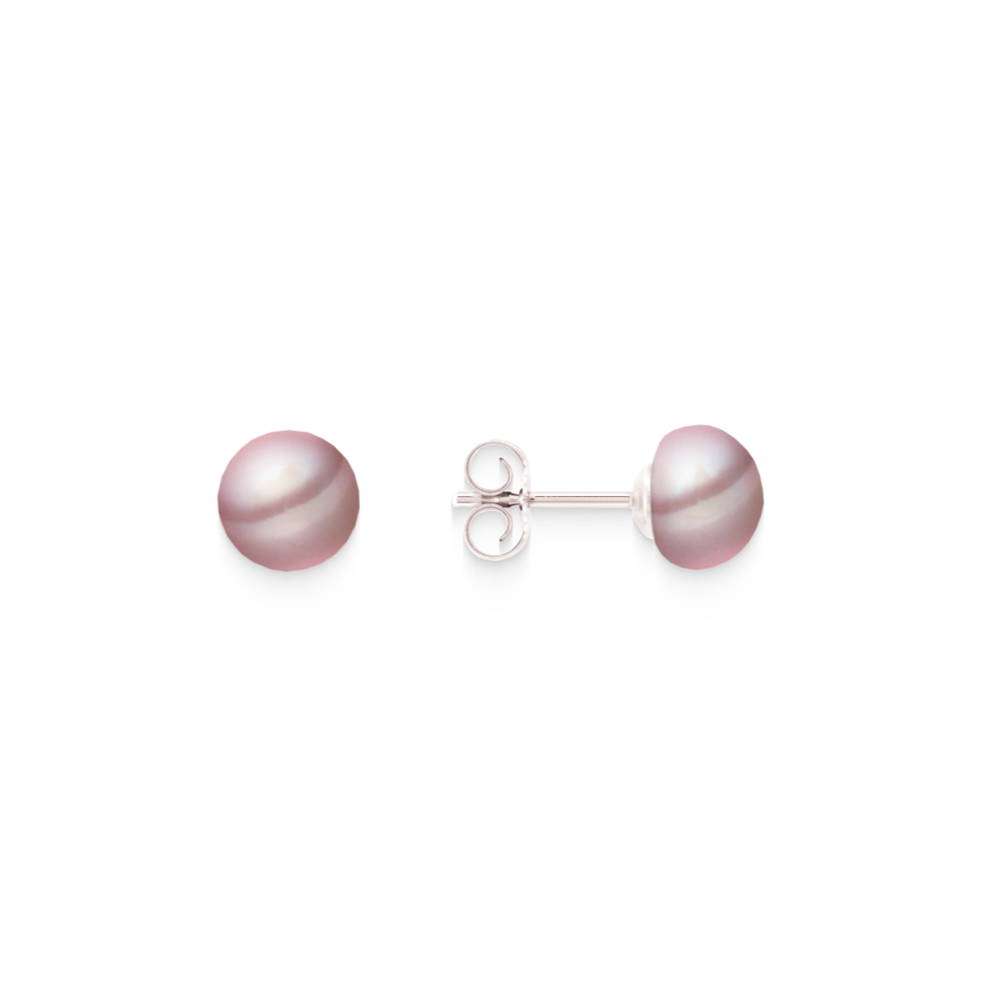 Pearl stud earrings natural colour – 925 silver, button shape