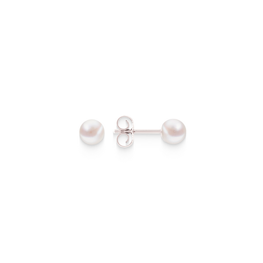 Full Round Pearl Stud Earrings – 925 Silver
