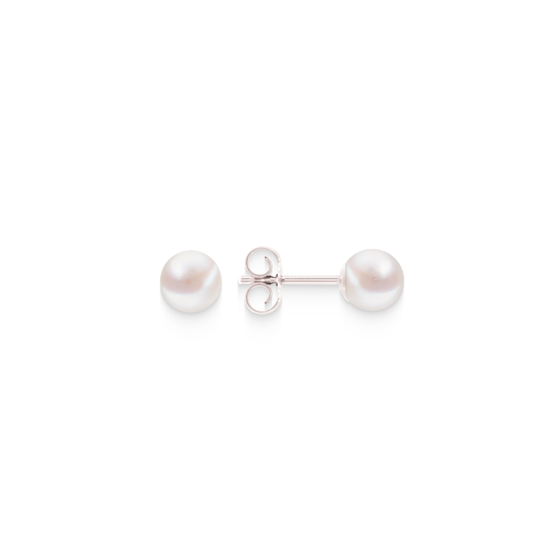 Full Round Pearl Stud Earrings – 925 Silver