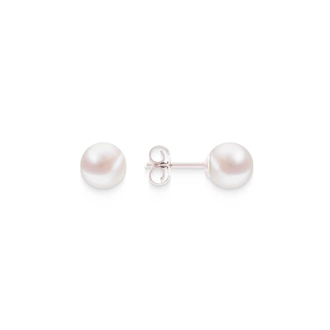 Full Round Pearl Stud Earrings – 925 Silver