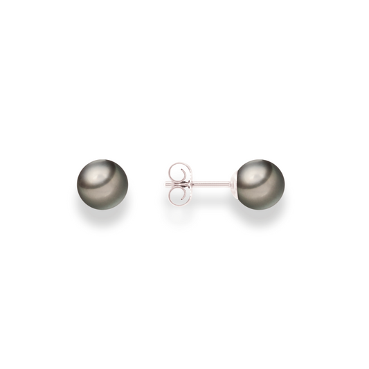 Tahitian Pearl Stud Earrings - 925 Silver