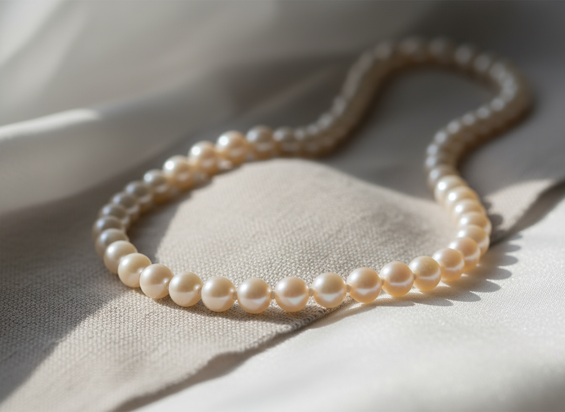Weiße Perlenkette zur richtigen Pflege von echtem Perlenschmuck