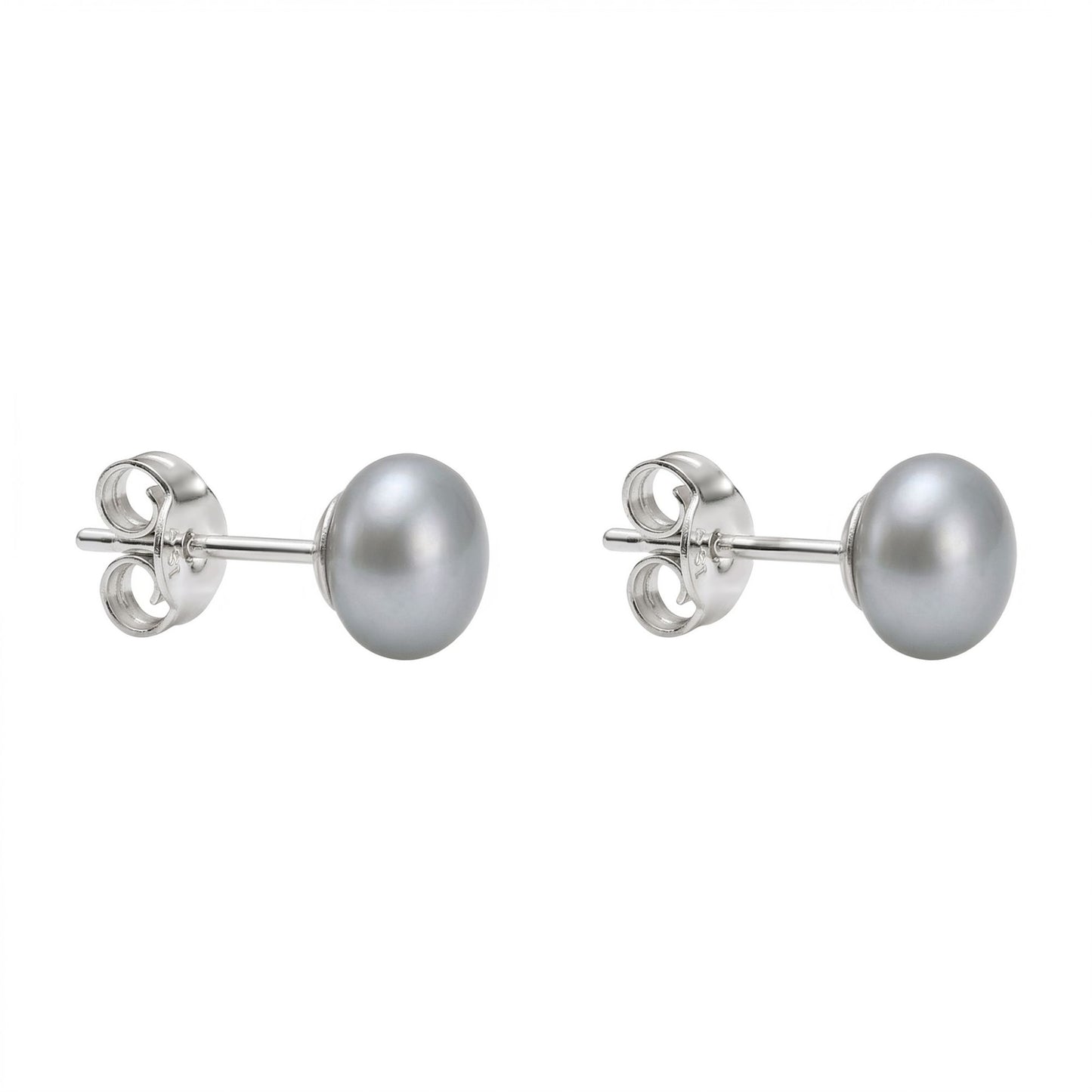 Graue Perlen-Ohrstecker aus 925er Silber, Produktansicht