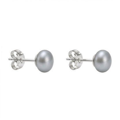 Graue Perlen-Ohrstecker aus 925er Silber, Produktansicht