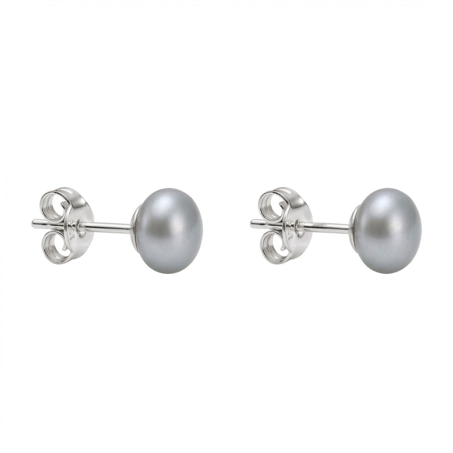 Graue Perlen-Ohrstecker aus 925er Silber, Produktansicht