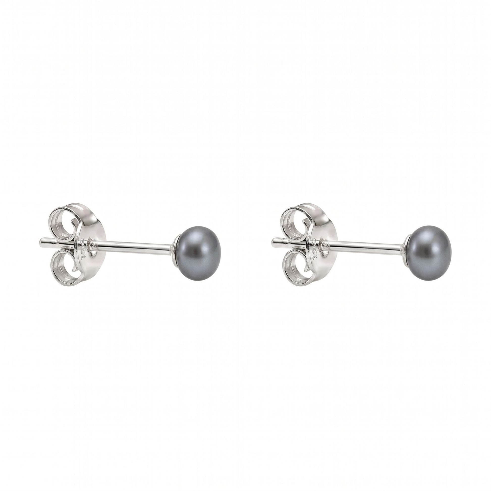 Graue Perlen-Ohrstecker aus 925er Silber, kleine Größe