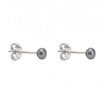 Graue Perlen-Ohrstecker aus 925er Silber, kleine Größe