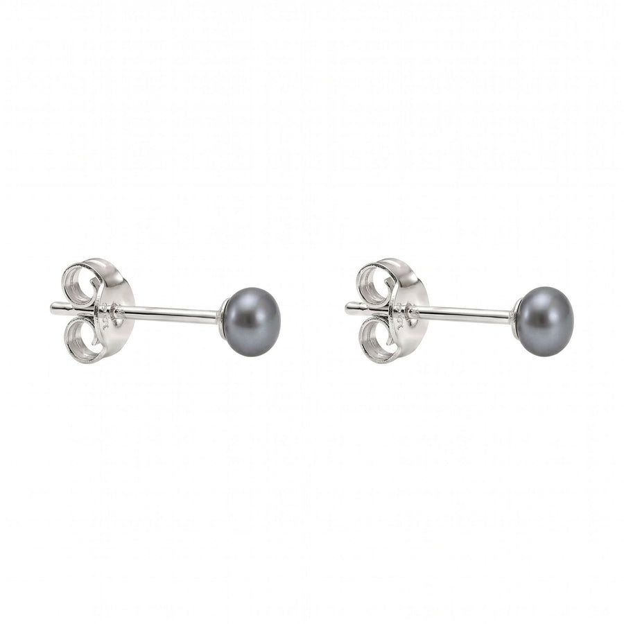 Graue Perlen-Ohrstecker aus 925er Silber, kleine Größe