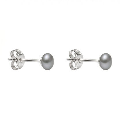 Graue Perlen-Ohrstecker aus 925er Silber, Detailansicht