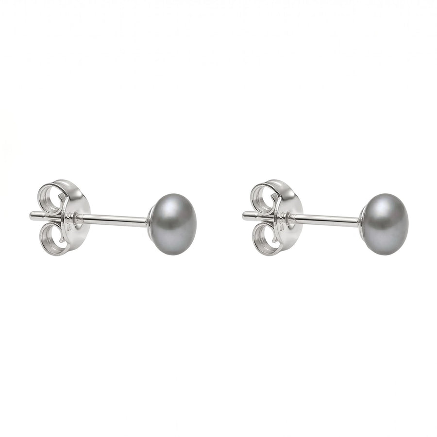 Graue Perlen-Ohrstecker aus 925er Silber, Detailansicht