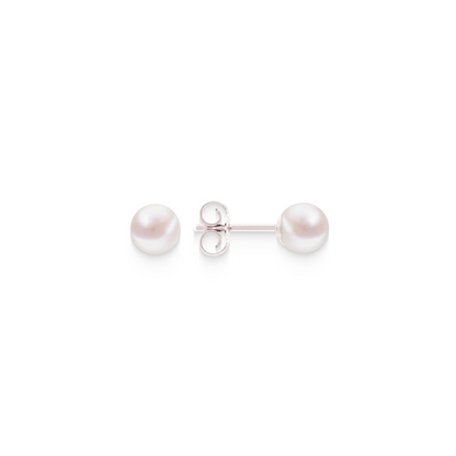 Full Round Pearl Stud Earrings – 925 Silver
