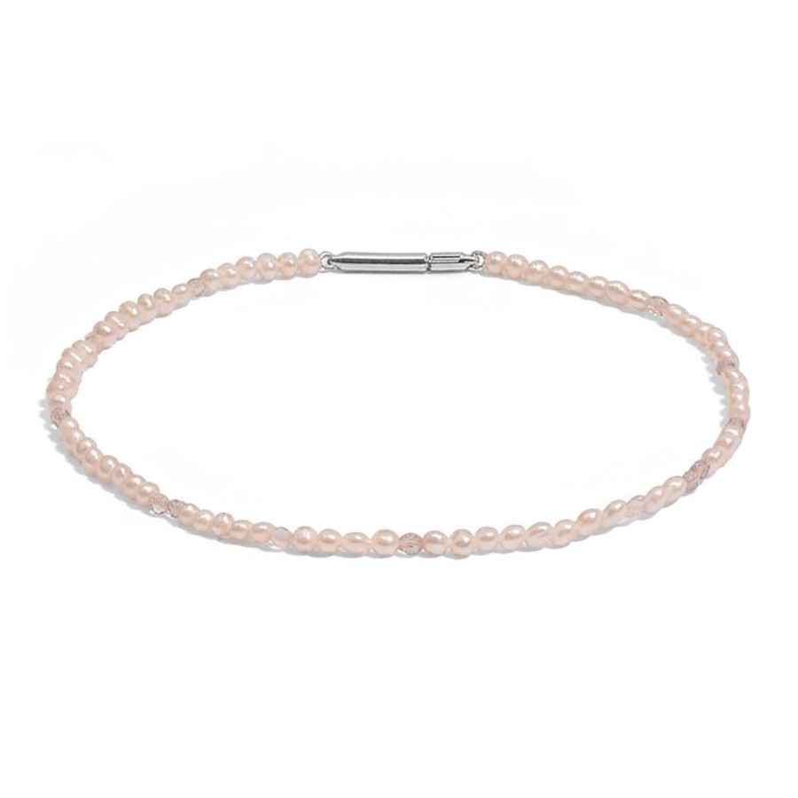Perlenarmband mit Labradorit-Steinen aus Süßwasserperlen und Edelstahl