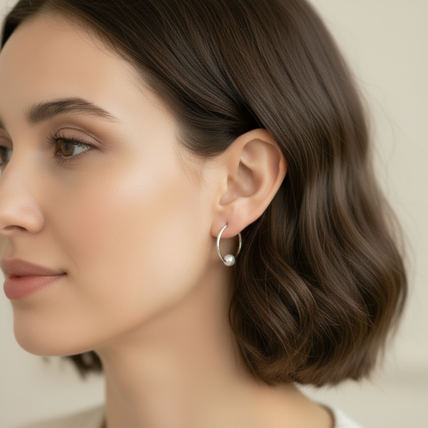 Creole mit Perle – Silber & Gold Vermeil