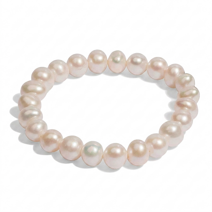Elastisches Perlenarmband mit 9-10 mm Süßwasserperlen