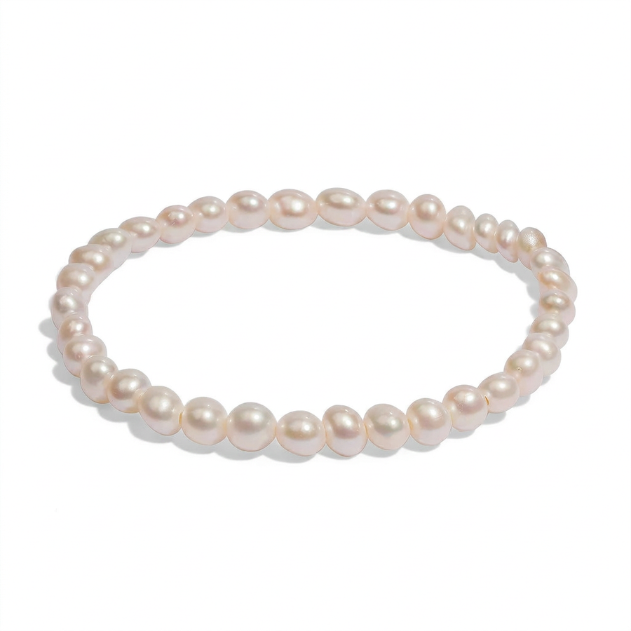 Elastisches Perlenarmband mit 5-6 mm Süßwasserperlen