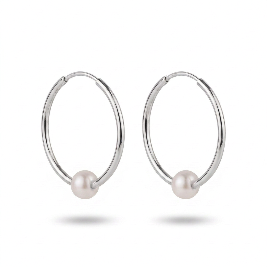 Creole mit Perle in Silber
