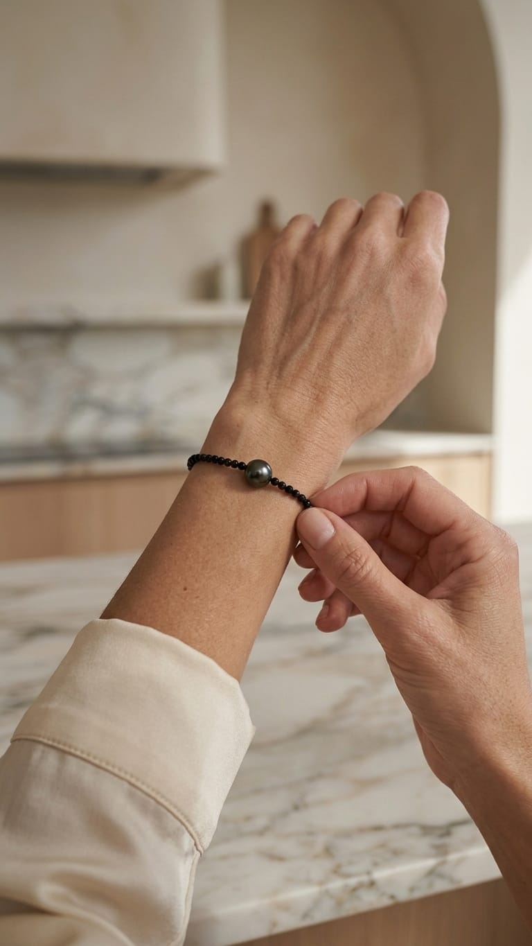 Perlenarmband mit Tahiti und Spinell