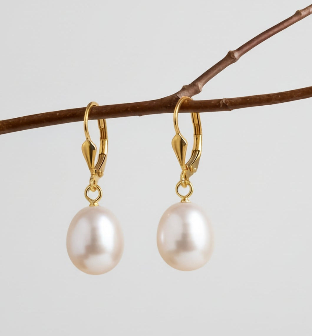 Perlen Ohrringe - weiß und naturfarben