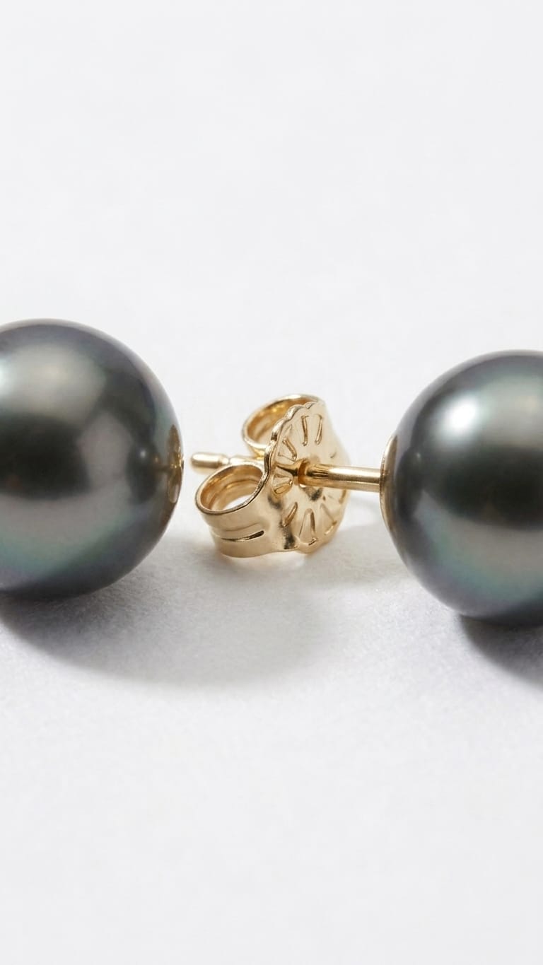 Tahiti-Perlen-Ohrstecker aus 585 Gelbgold, Produktansicht