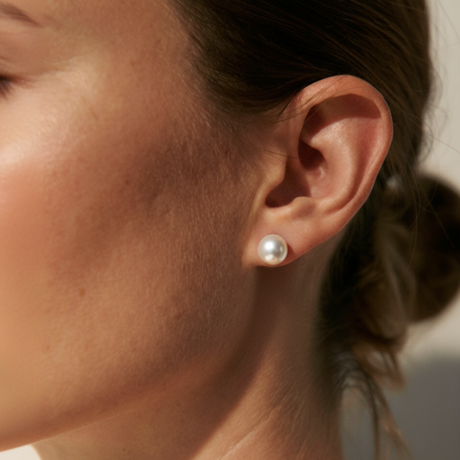 Vollrunde Perlen Ohrstecker – 925er Silber