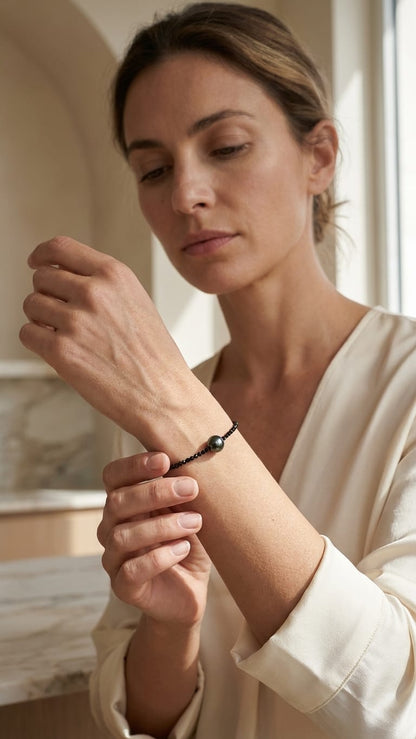 Perlenarmband mit Tahiti und Spinell