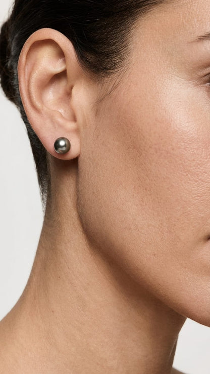 Tahitian Pearl Stud Earrings - 585 Gold