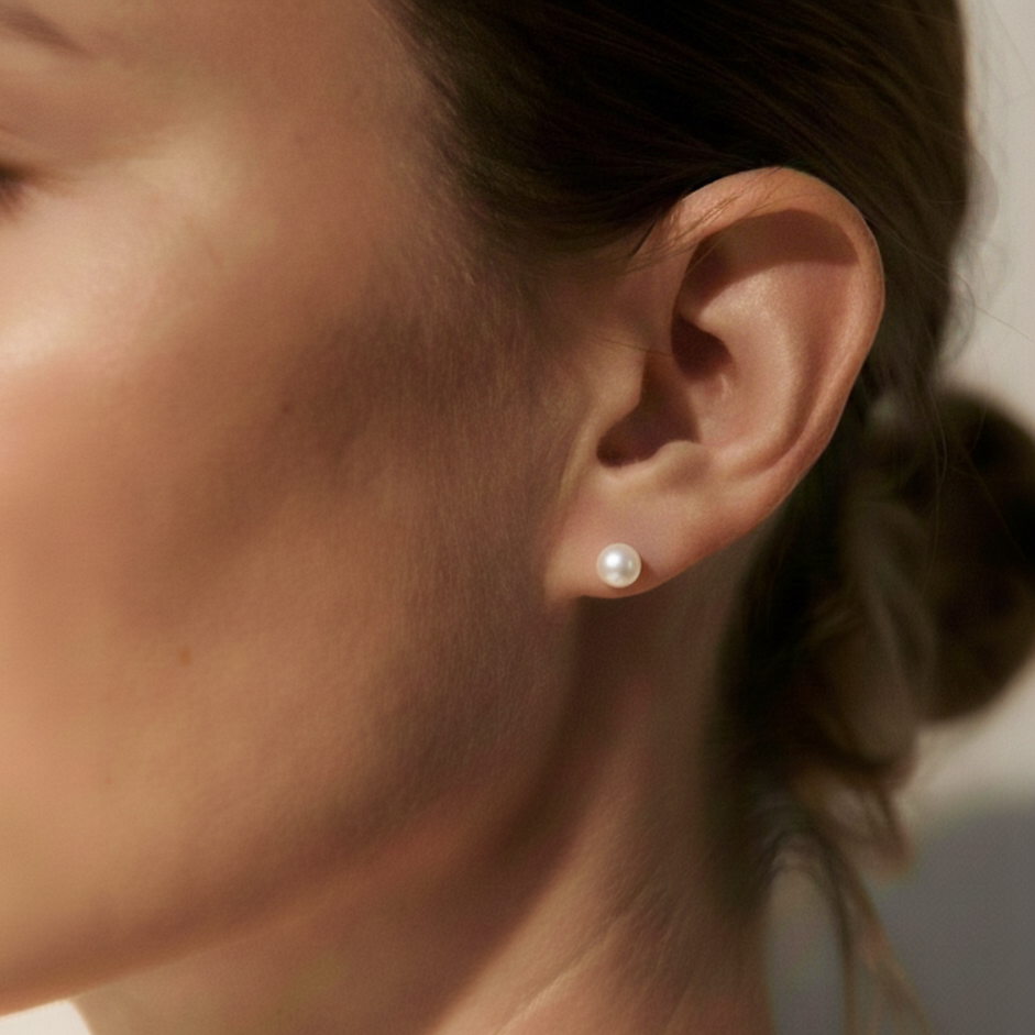 Vollrunde Perlen Ohrstecker – 925er Silber