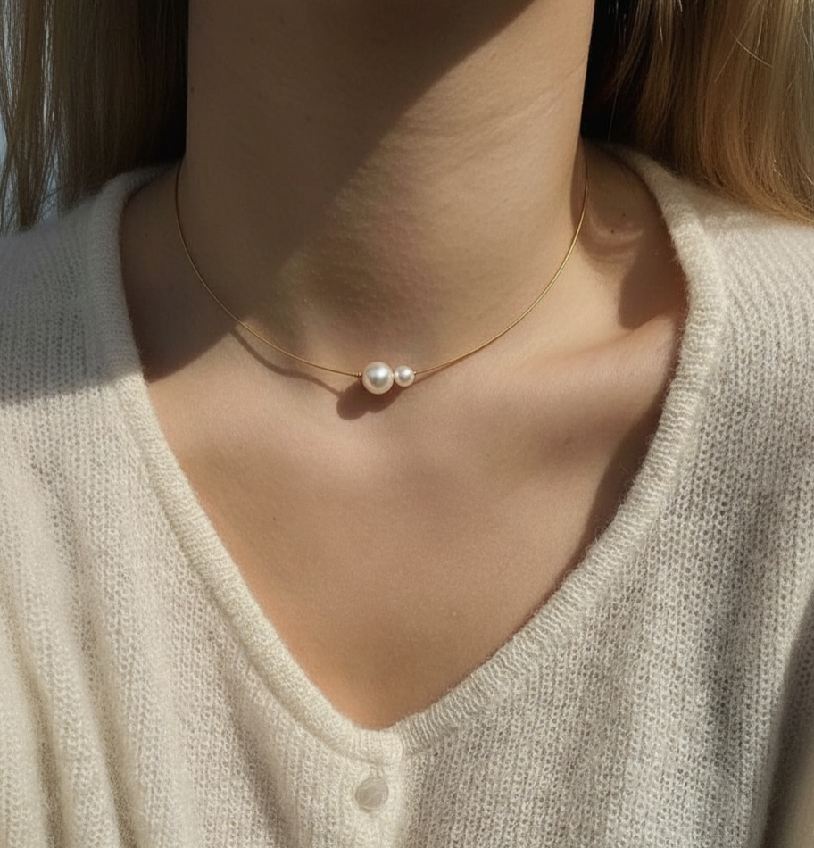 Halsreif mit Süßwasser-Perlen